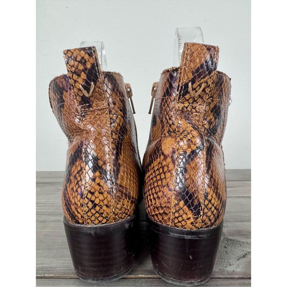 Vionic Tan/Brown Snake-Print Cutout Heeled Ankle Boots - Picture 4 of 9